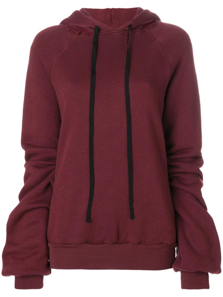 Unravel Project Distressed Oversized Hoodie - Red