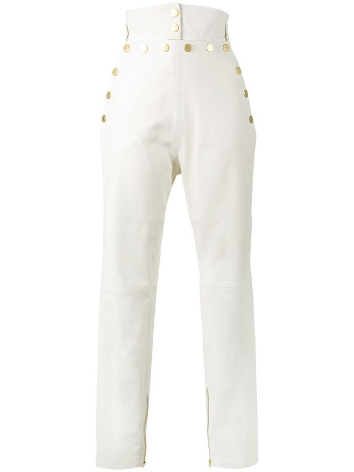 Skiim Natalie Leather High-waisted Trousers - White