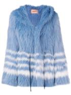 Yves Salomon Army Striped Fox Fur Jacket - Blue