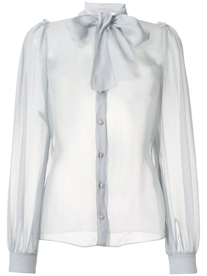 Dolce & Gabbana Pussy Bow Sheer Blouse - Grey