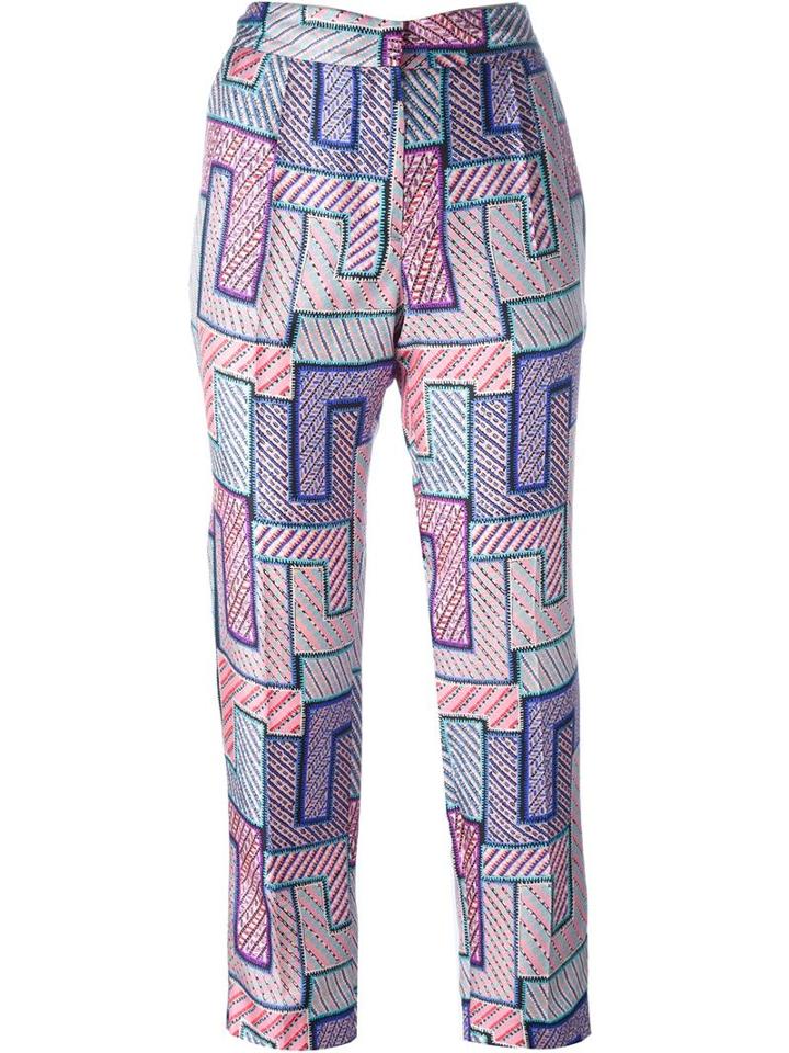 Msgm Geometric Print Trousers, Women's, Size: 40, Pink/purple, Silk/polyester