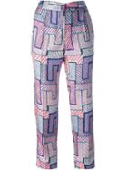 Msgm Geometric Print Trousers, Women's, Size: 40, Pink/purple, Silk/polyester