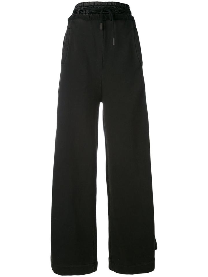Off-white - Drawstring Palazzo Trousers - Women - Cotton/polyester - M, Black, Cotton/polyester