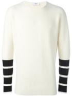 Ports 1961 Striped Sleeves Jumper, Men's, Size: Xl, White, Wool
