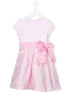 Valmax Kids - Bow Detail Textured Dress - Kids - Polyester/linen/flax/polyamide/viscose - 8 Yrs, Pink/purple