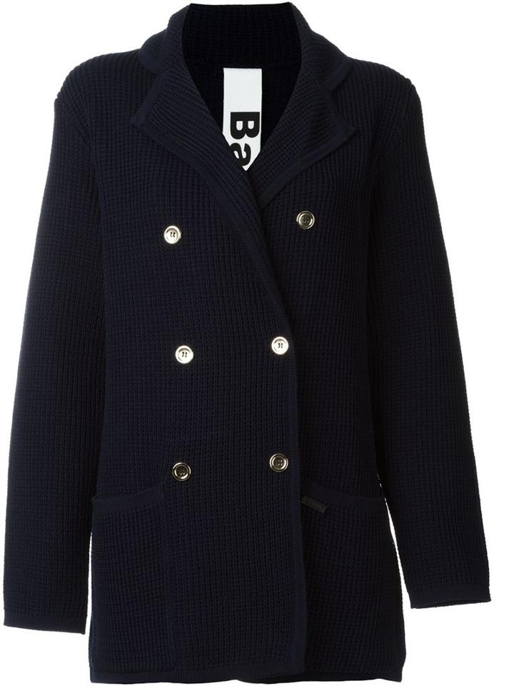 Bark Double Breasted Knit Jacket, Women's, Size: S, Blue, Cotton