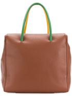 Sara Battaglia Bicolour Strap Boxy Tote Bag - Brown