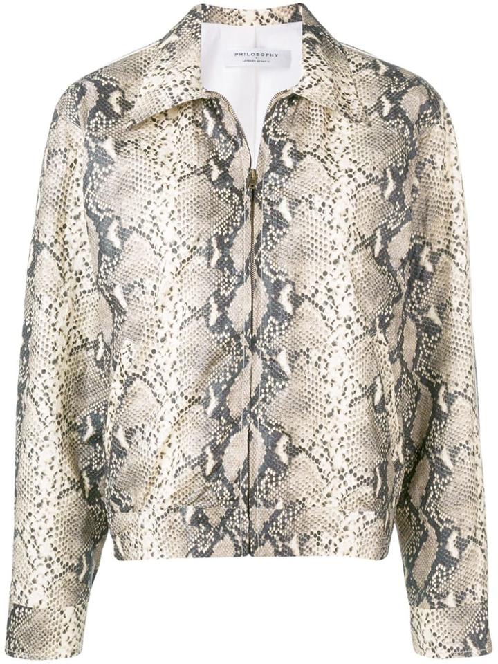 Philosophy Di Lorenzo Serafini Snakeskin Effect Jacket - Neutrals