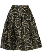 Oscar De La Renta Leaf Patterned Skirt - Black