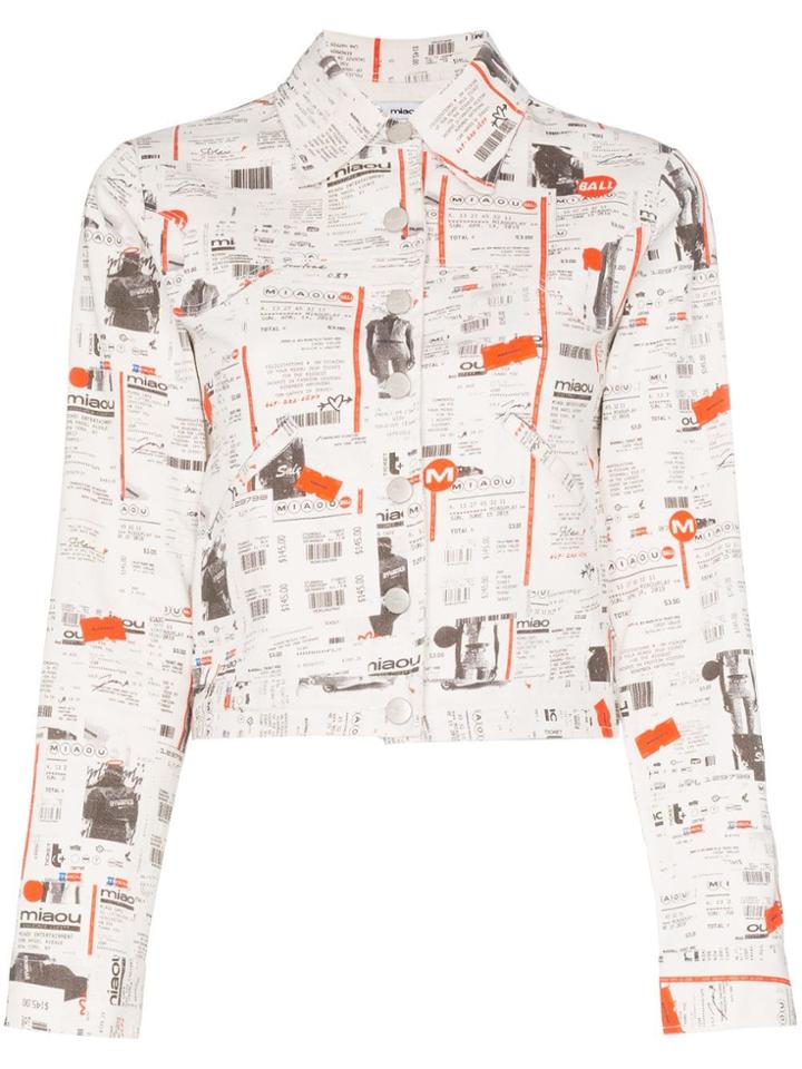 Miaou Lex Newsprint Denim Jacket - White