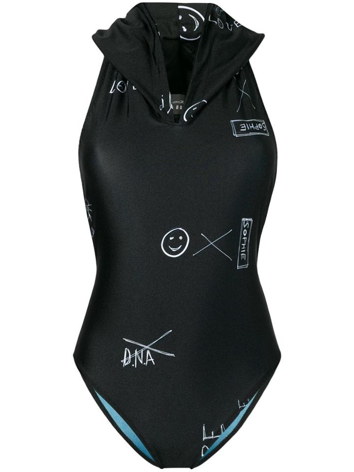 Barbara Bologna Graffiti Print Hooded Swimsuit - Black