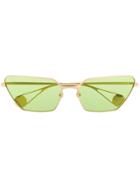 Gucci Eyewear Angular Rectangular Sunglasses - Gold