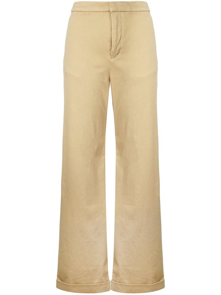 Estnation - High-waisted Trousers - Women - Cotton/polyurethane - 38, Brown, Cotton/polyurethane