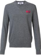 Comme Des Garçons Play 'double Heart' Jumper - Grey
