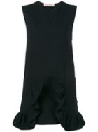 Marni Short Ruffled Dress, Women's, Size: 42, Black, Cotton/polyamide/spandex/elastane