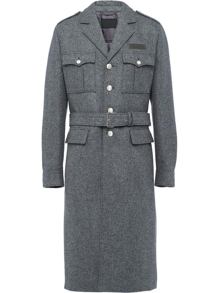 Prada Military Midi Coat - Grey
