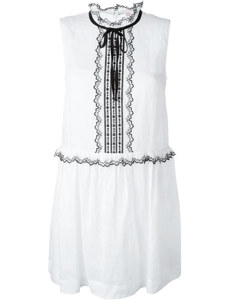 Red Valentino Embroidered Semi-sheer Dress, Women's, Size: 44, White, Polyester