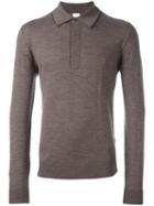 Paul Smith Long Sleeve Polo Shirt, Men's, Size: Xxl, Brown, Merino