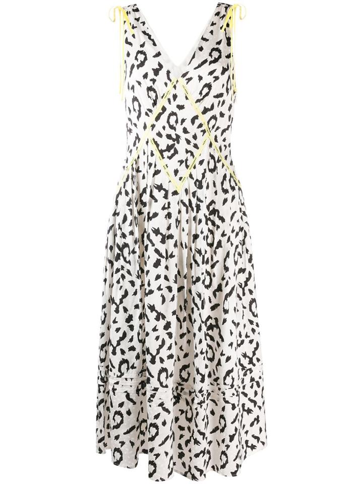 Self-portrait Animal Print Flare Dress - White