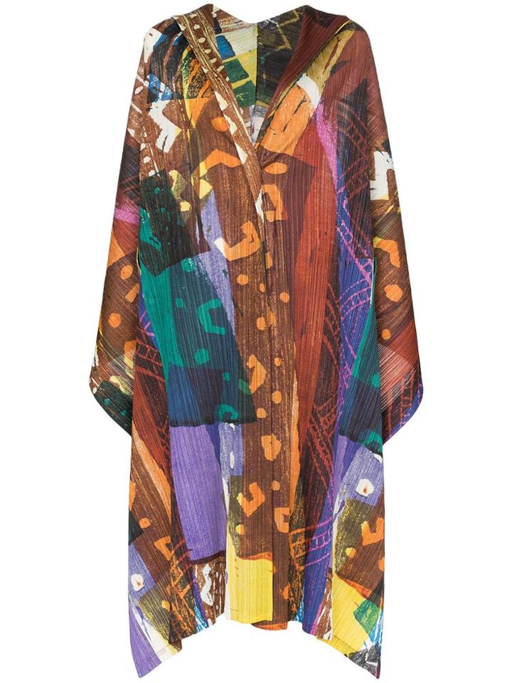 Pleats Please Issey Miyake Printed Plissé Pleated Cape - Multicolour