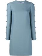 Valentino Bow Embellished Dress, Women's, Size: 38, Blue, Silk/virgin Wool