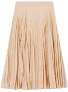 Burberry Crystal Detail Plissé Soleil Stretch Cady Skirt - Neutrals