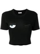 Chiara Ferragni Cropped Winking Eye T-shirt - Black