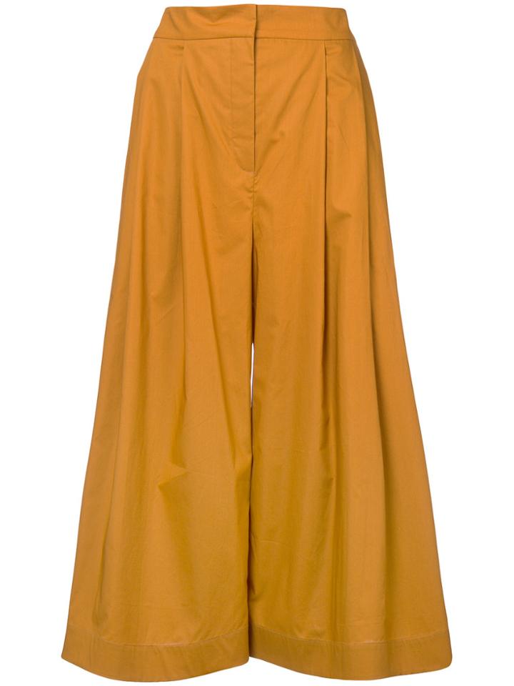 Vika Gazinskaya Cropped Wide-leg Trousers - Yellow & Orange