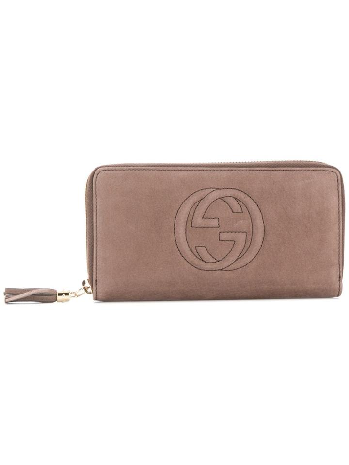 Gucci Embroidered Gg Logo Wallet - Brown