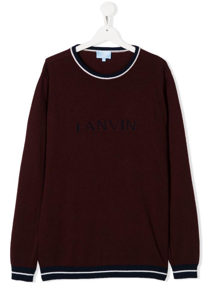 Lanvin Enfant Contrast Trim Jumper - Red