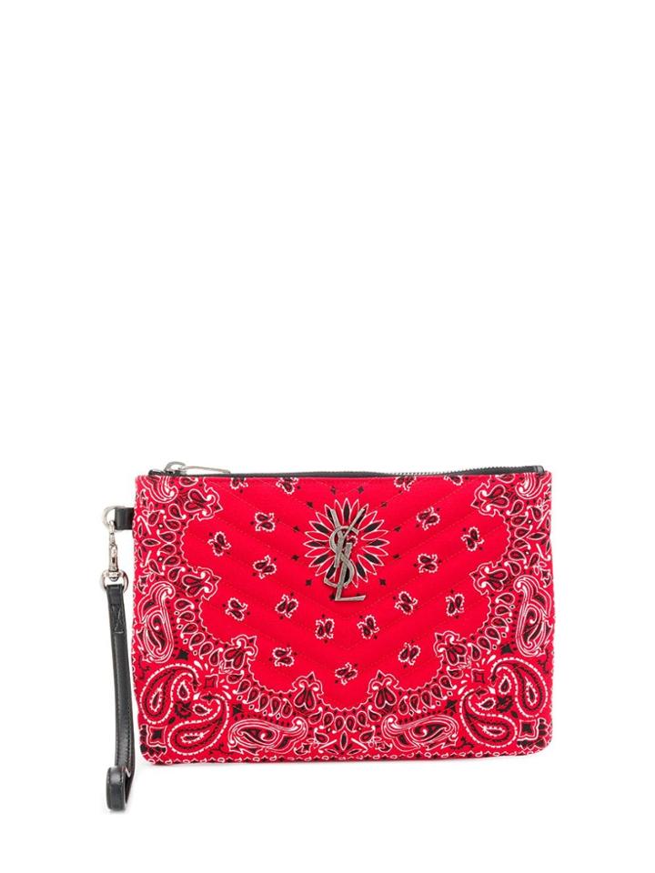 Saint Laurent Quilted Bandana Clutch - Red
