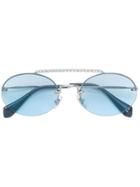 Miu Miu Eyewear Runaway Show Swarovski Round Sunglasses - Metallic