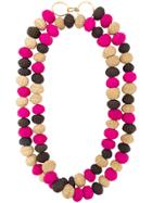 Carolina Herrera Raffia Beads Long Necklace - Pink & Purple