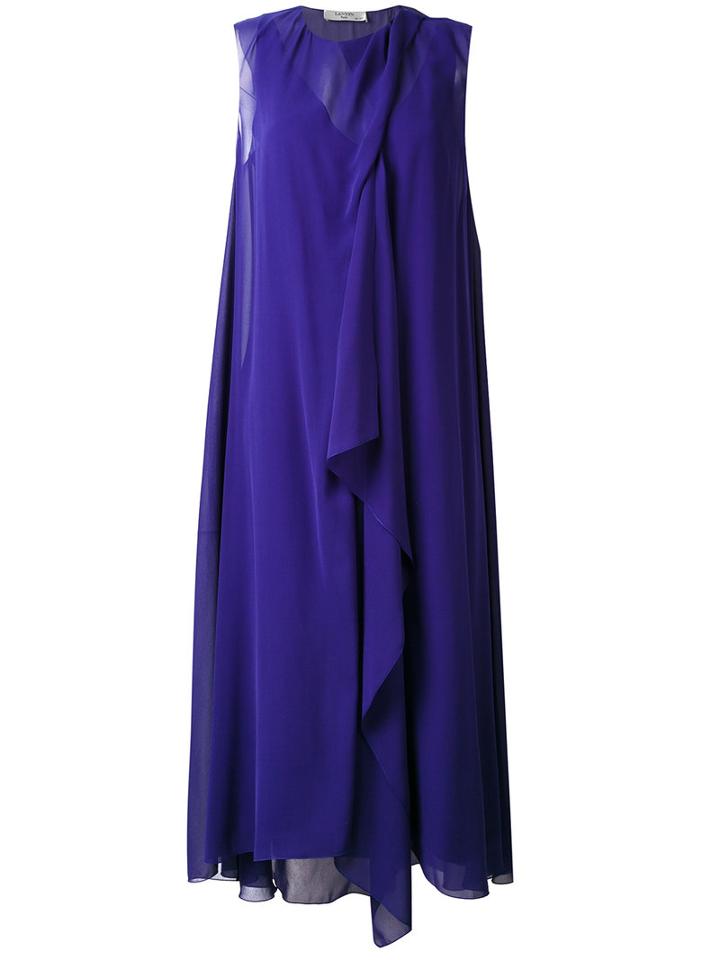 Lanvin - Draped Shift Dress - Women - Silk - 38, Blue, Silk