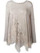 Ermanno Scervino - Lace Detail Blouse - Women - Polyamide/viscose - 40, Nude/neutrals, Polyamide/viscose