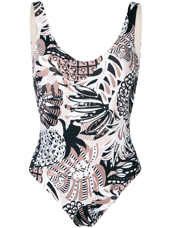 Fisico Tropical Print Swimsuit - Nude & Neutrals