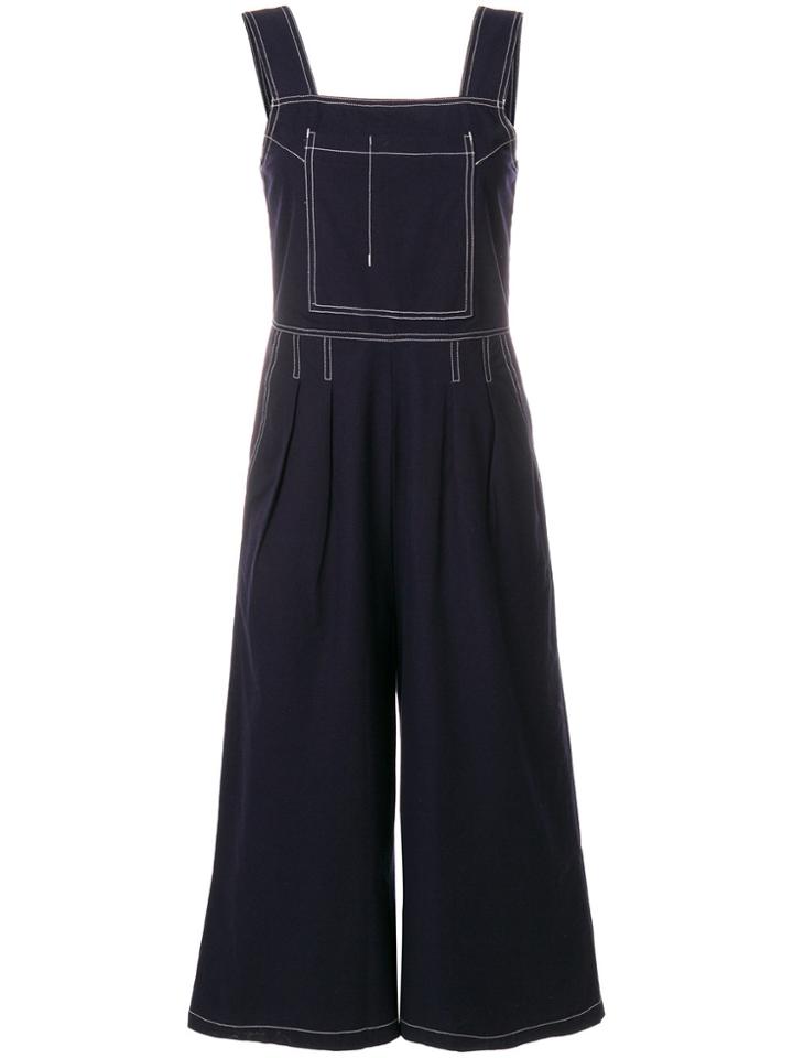 Lf Markey Cropped Denim Dungarees - Blue