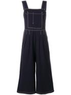 Lf Markey Cropped Denim Dungarees - Blue