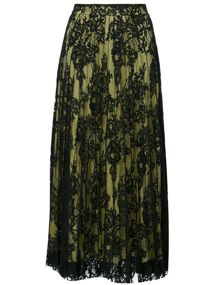 Ermanno Scervino Pleated Lace Layered Skirt - Black