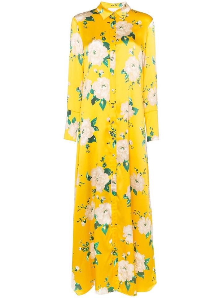 We Are Leone Floral Shirt-style Maxi Dress - Yellow