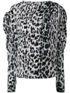 Saint Laurent Leopard Print Top, Women's, Size: 40, Grey, Silk