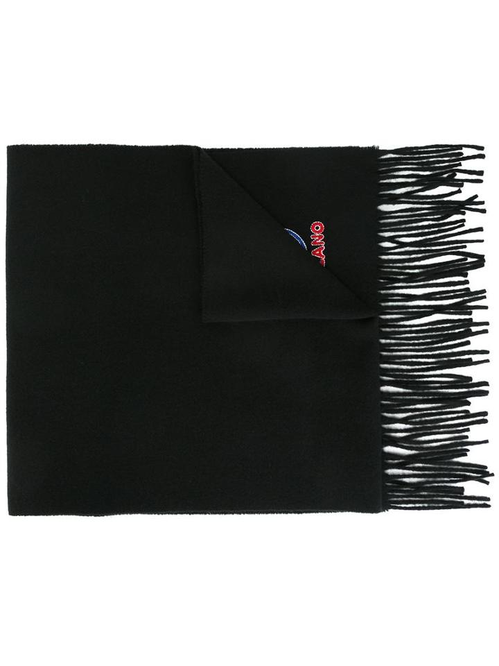 Moschino Fringed Scarf, Men's, Black, Merino