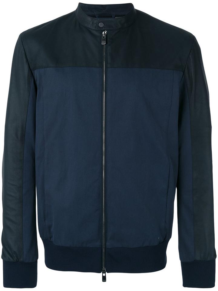 Drome Zip Up Bomber Jacket, Men's, Size: Large, Blue, Leather/polyamide/cotton/spandex/elastane