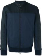 Drome Zip Up Bomber Jacket, Men's, Size: Large, Blue, Leather/polyamide/cotton/spandex/elastane