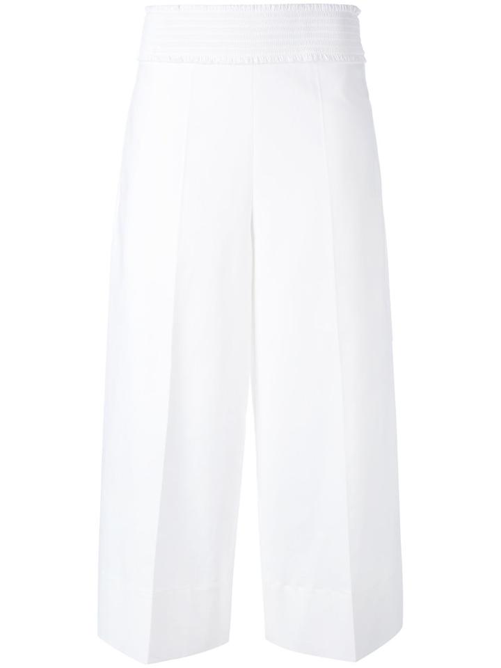 Cédric Charlier - Shirred Waist Trousers - Women - Cotton/other Fibers - 44, White, Cotton/other Fibers