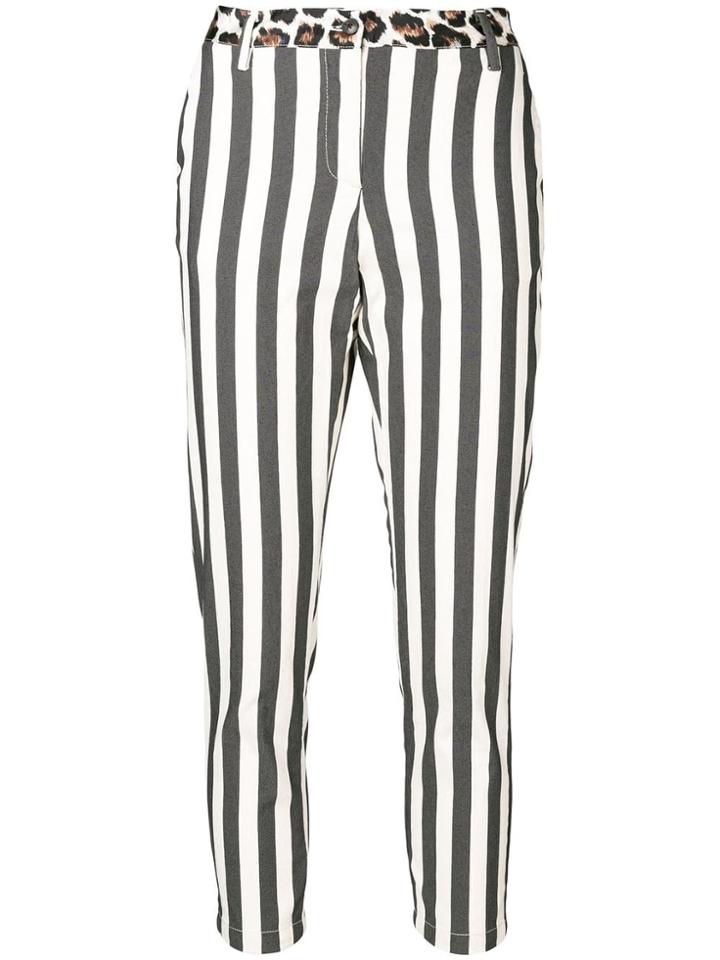 White Sand Cropped Striped Trousers