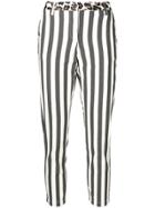 White Sand Cropped Striped Trousers