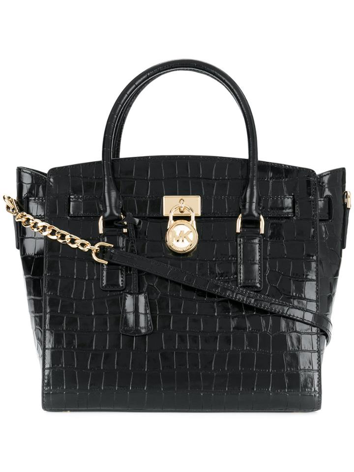Michael Kors Crocodile Embossed Tote Bag - Black