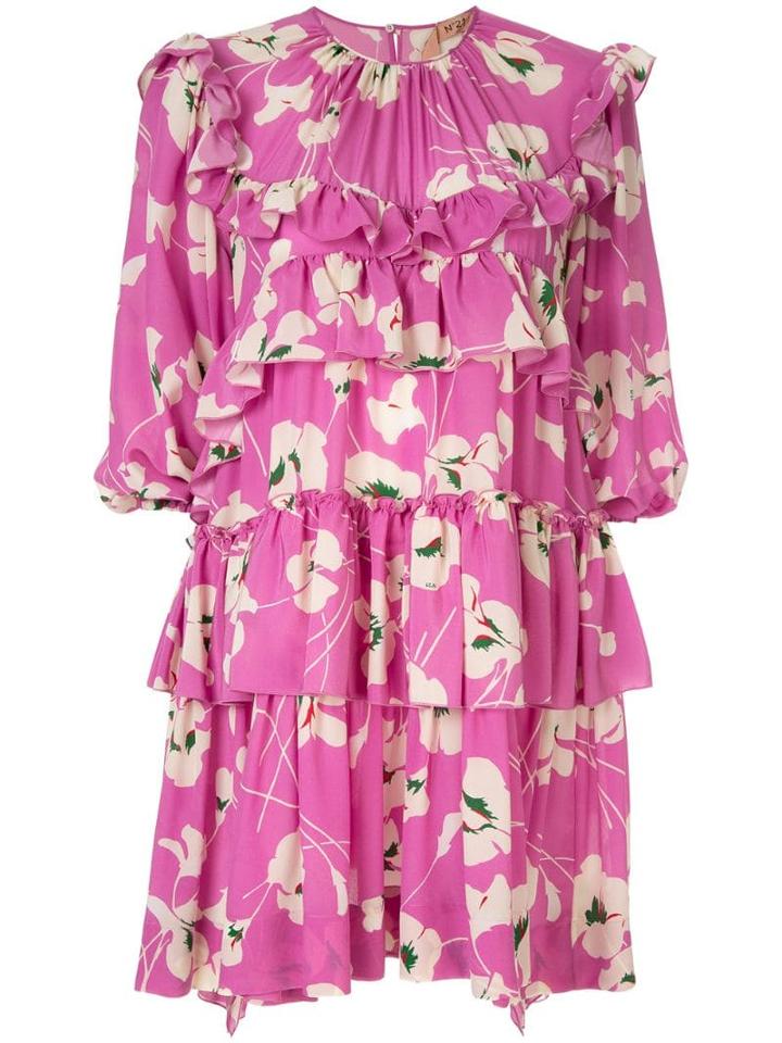 Nº21 Floral Print Tiered Mini Dress - Purple