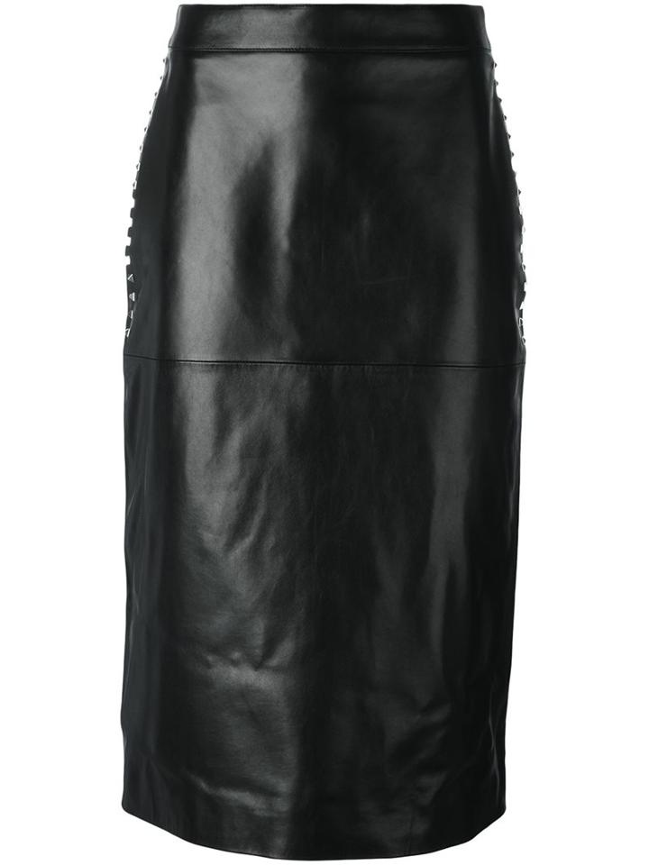 Valentino 'rockstud' Skirt, Women's, Size: 38, Black, Lamb Skin/silk